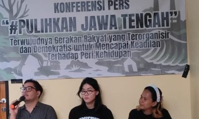 Kegiatan konferensi pers WALHI terkait krisis ekologi Jawa Tengah, Kamis (19/6/25). (foto: lpmmissi.com/ Nurul)